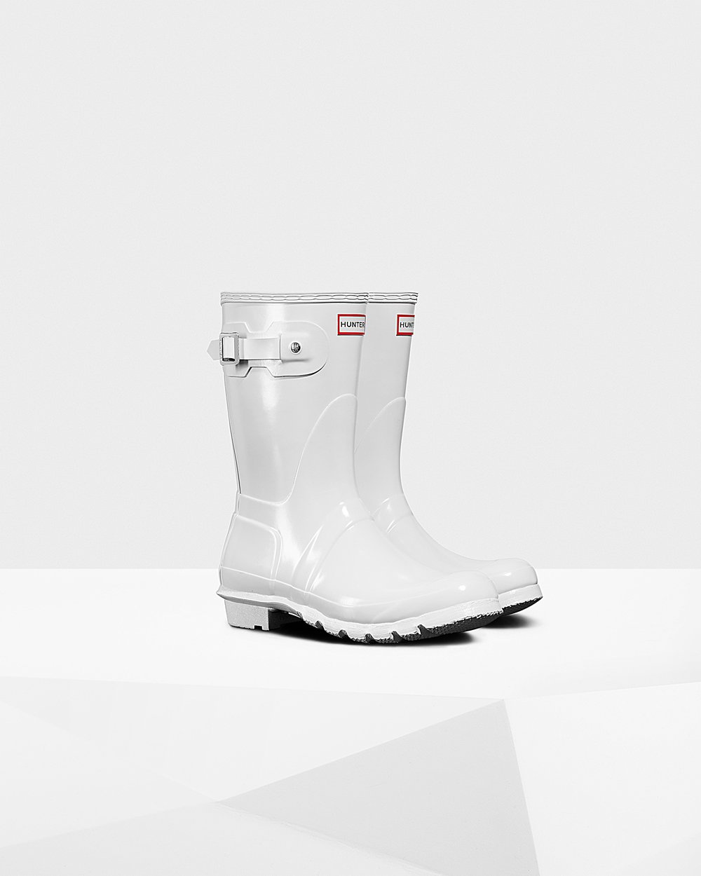 Hunter Original Gloss Short Rain Boots - Outlet Womens White - DNMPBO649